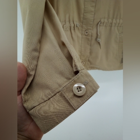 London Fog Lightweight Tan Drawstring Weatherwear Jacket 12 Reg Button - Picture 5 of 9